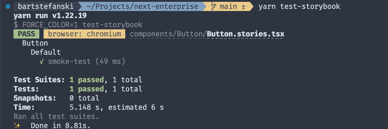 Results of smoke testing using Storybook