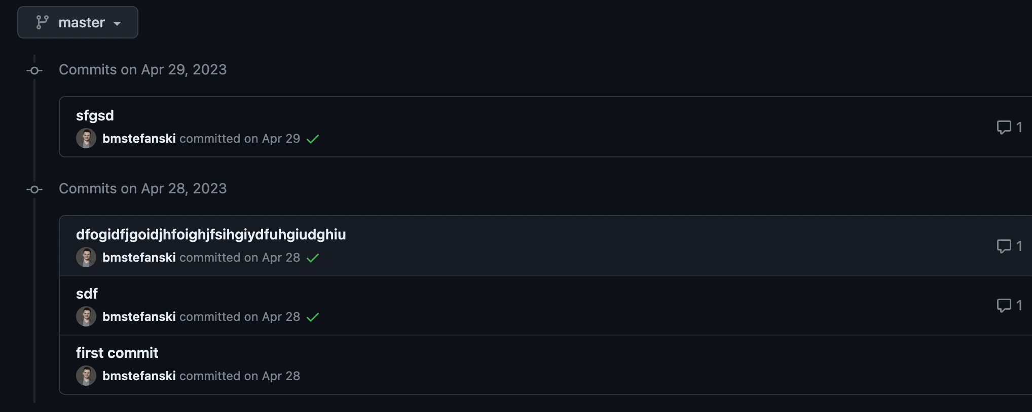 Example of bad commits