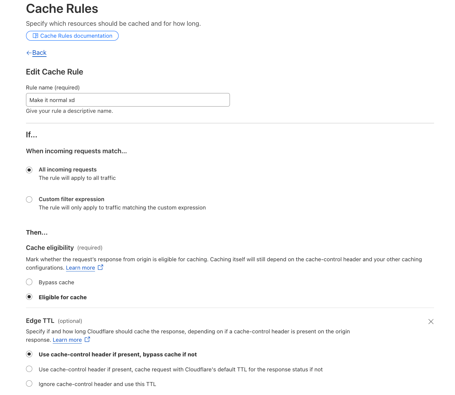 Cloudflare Cache Rule